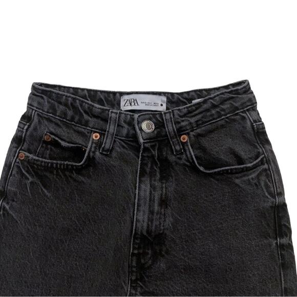 ZARA The 90s Mom Fit Black Jeans High Waist Size 0 Vintage Feel Y2K Washed Out - Picture 3 of 10